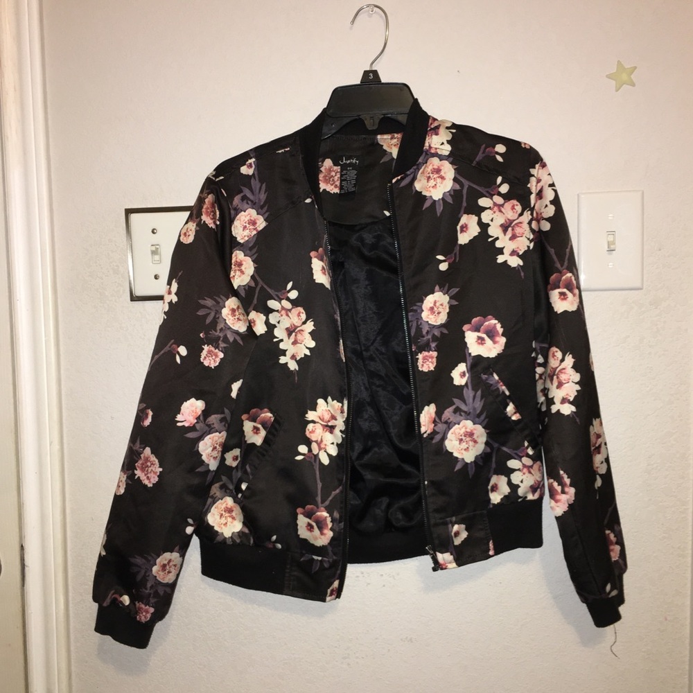 3/$15 cherry blossom bomber jacket